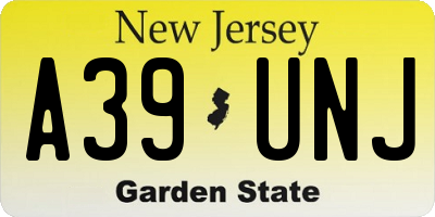 NJ license plate A39UNJ