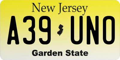NJ license plate A39UNO