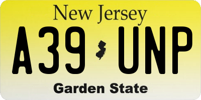 NJ license plate A39UNP
