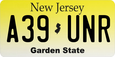 NJ license plate A39UNR