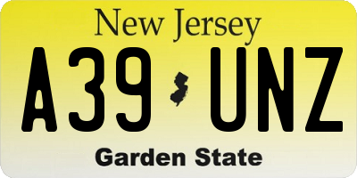 NJ license plate A39UNZ