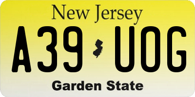 NJ license plate A39UOG