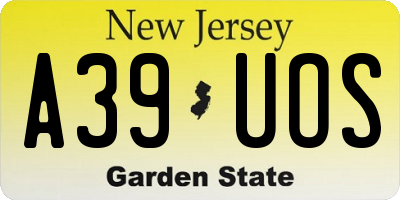 NJ license plate A39UOS