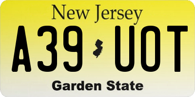 NJ license plate A39UOT