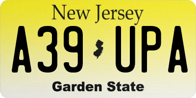 NJ license plate A39UPA