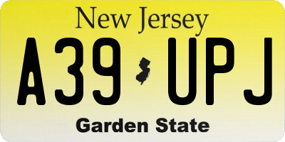 NJ license plate A39UPJ