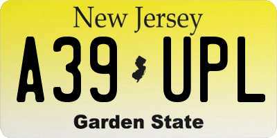 NJ license plate A39UPL