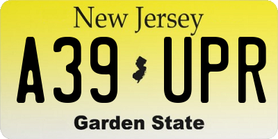 NJ license plate A39UPR