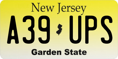 NJ license plate A39UPS