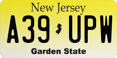 NJ license plate A39UPW