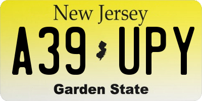 NJ license plate A39UPY