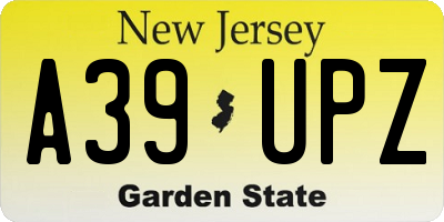 NJ license plate A39UPZ