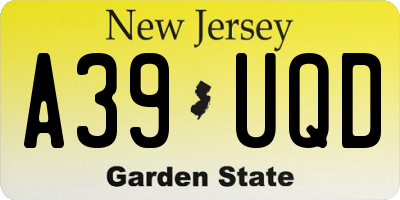 NJ license plate A39UQD