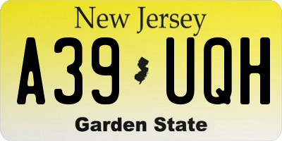 NJ license plate A39UQH