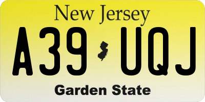 NJ license plate A39UQJ