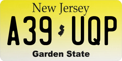 NJ license plate A39UQP