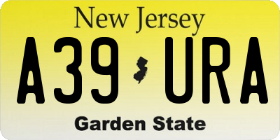 NJ license plate A39URA