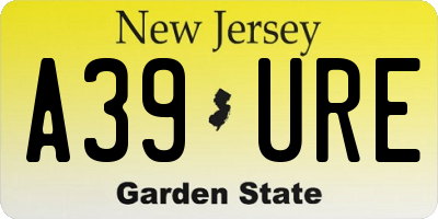 NJ license plate A39URE