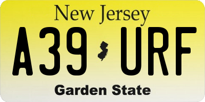 NJ license plate A39URF
