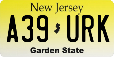 NJ license plate A39URK