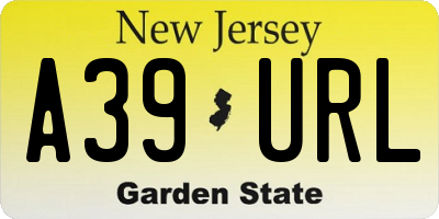 NJ license plate A39URL