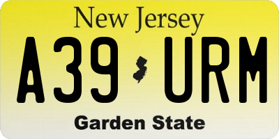 NJ license plate A39URM