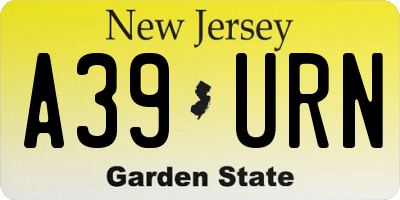 NJ license plate A39URN