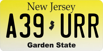 NJ license plate A39URR