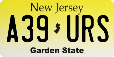 NJ license plate A39URS