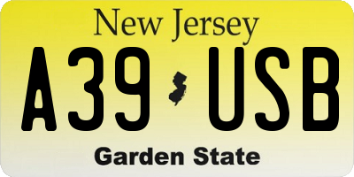 NJ license plate A39USB