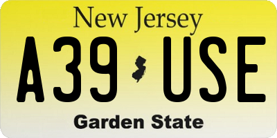 NJ license plate A39USE