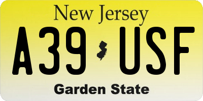 NJ license plate A39USF