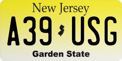 NJ license plate A39USG