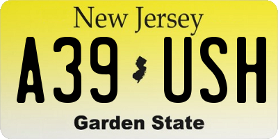 NJ license plate A39USH