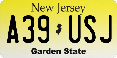NJ license plate A39USJ