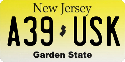 NJ license plate A39USK