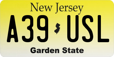 NJ license plate A39USL