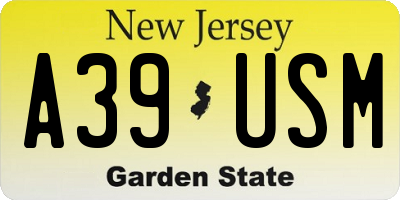 NJ license plate A39USM