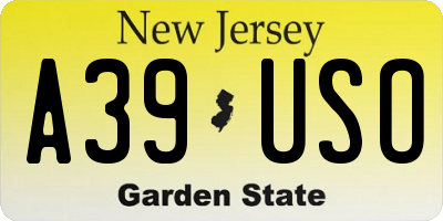 NJ license plate A39USO