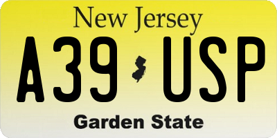 NJ license plate A39USP