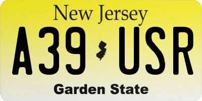 NJ license plate A39USR