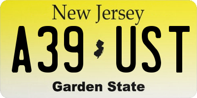 NJ license plate A39UST