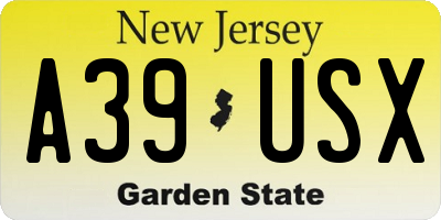 NJ license plate A39USX
