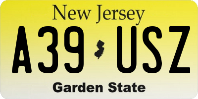 NJ license plate A39USZ