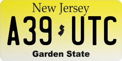 NJ license plate A39UTC