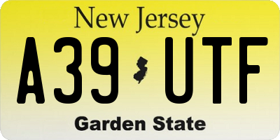 NJ license plate A39UTF