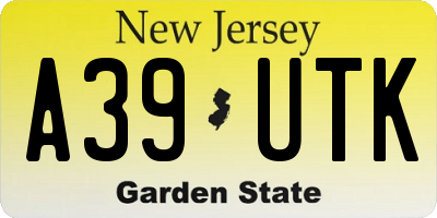 NJ license plate A39UTK