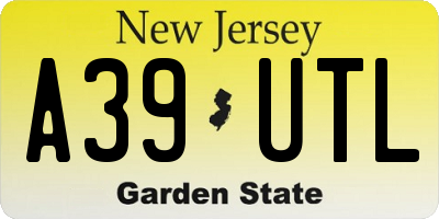 NJ license plate A39UTL