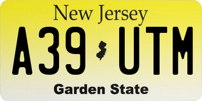 NJ license plate A39UTM