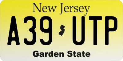 NJ license plate A39UTP